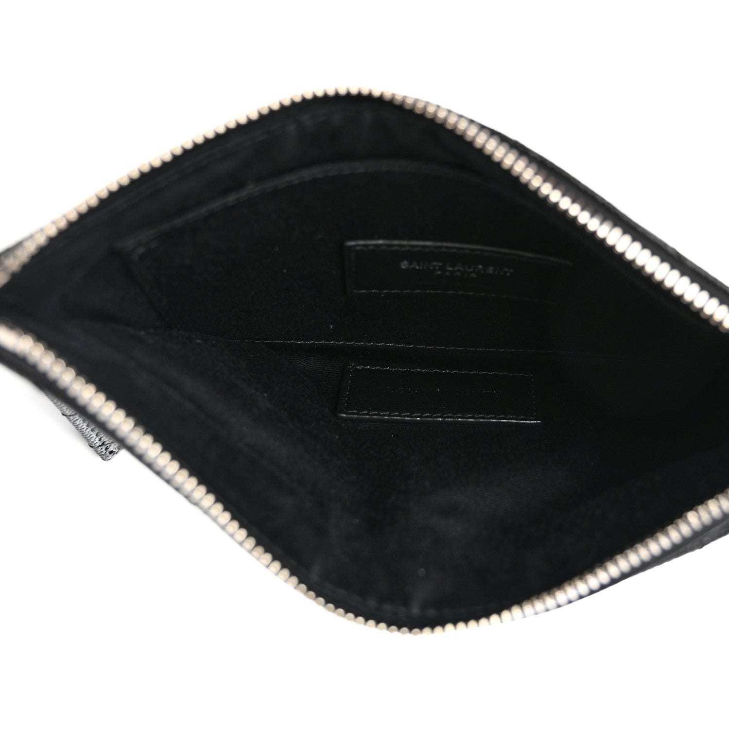 Saint Laurent Grain De Poudre Chevron Monogram Bill Pouch Black 5 of 7