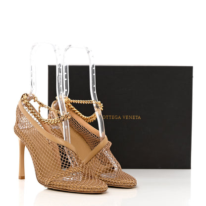Bottega Veneta Mesh Nappa Chunky Chain Sandals 38 Beige Pony 10 of 10