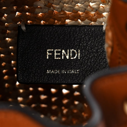 Fendi Raffia Vitello Seta F is Fendi FF Woven Mini Mon Tresor Bucket Bag Brick Natural 5 of 10