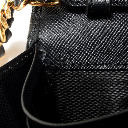Prada Saffiano Metal Oro Chain Wallet Nero Black 8 of 9