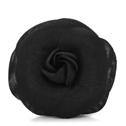 Chanel Silk Taffeta Camellia Brooch Pin Black 1 of 4
