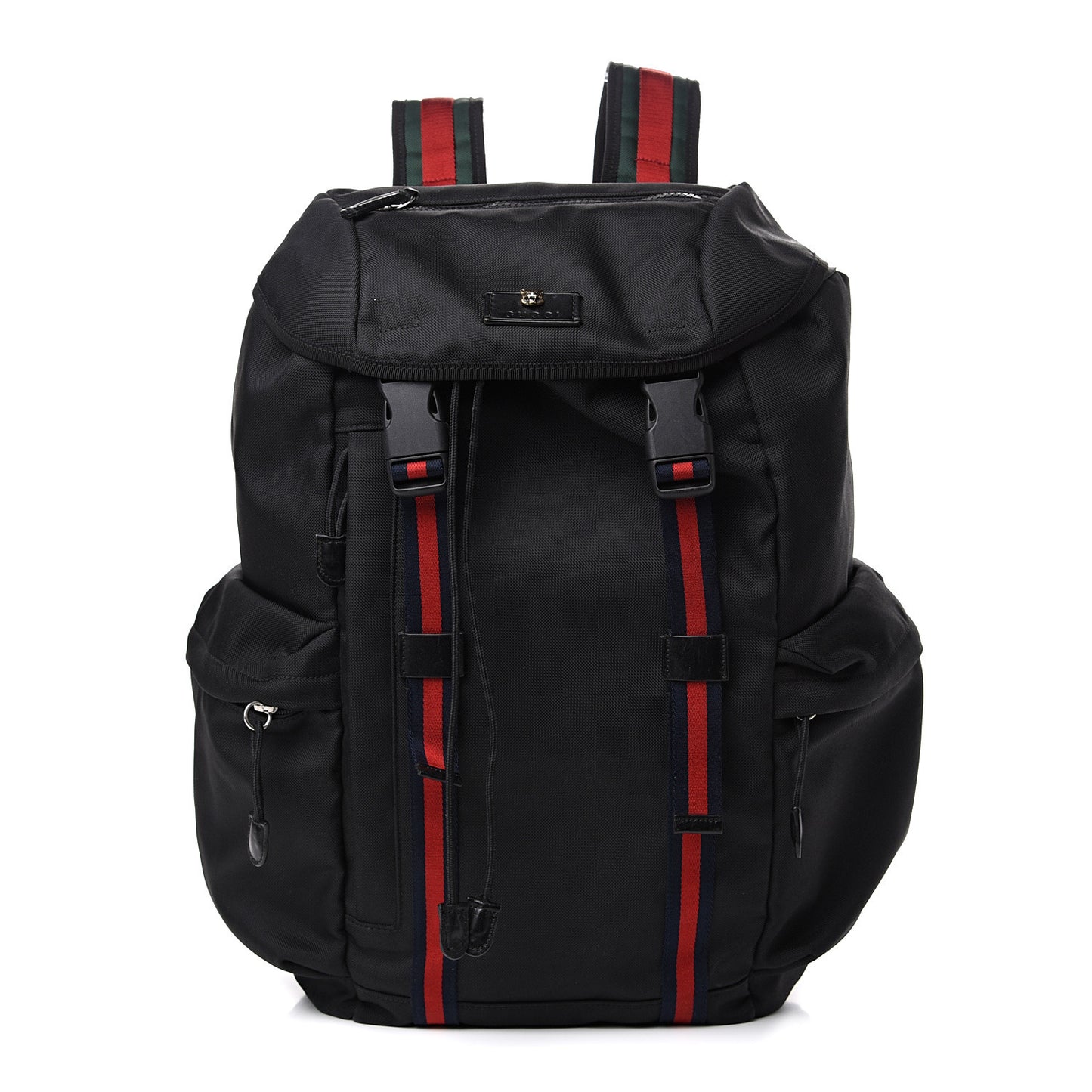 Techno Canvas Web Double Buckle Backpack Black
