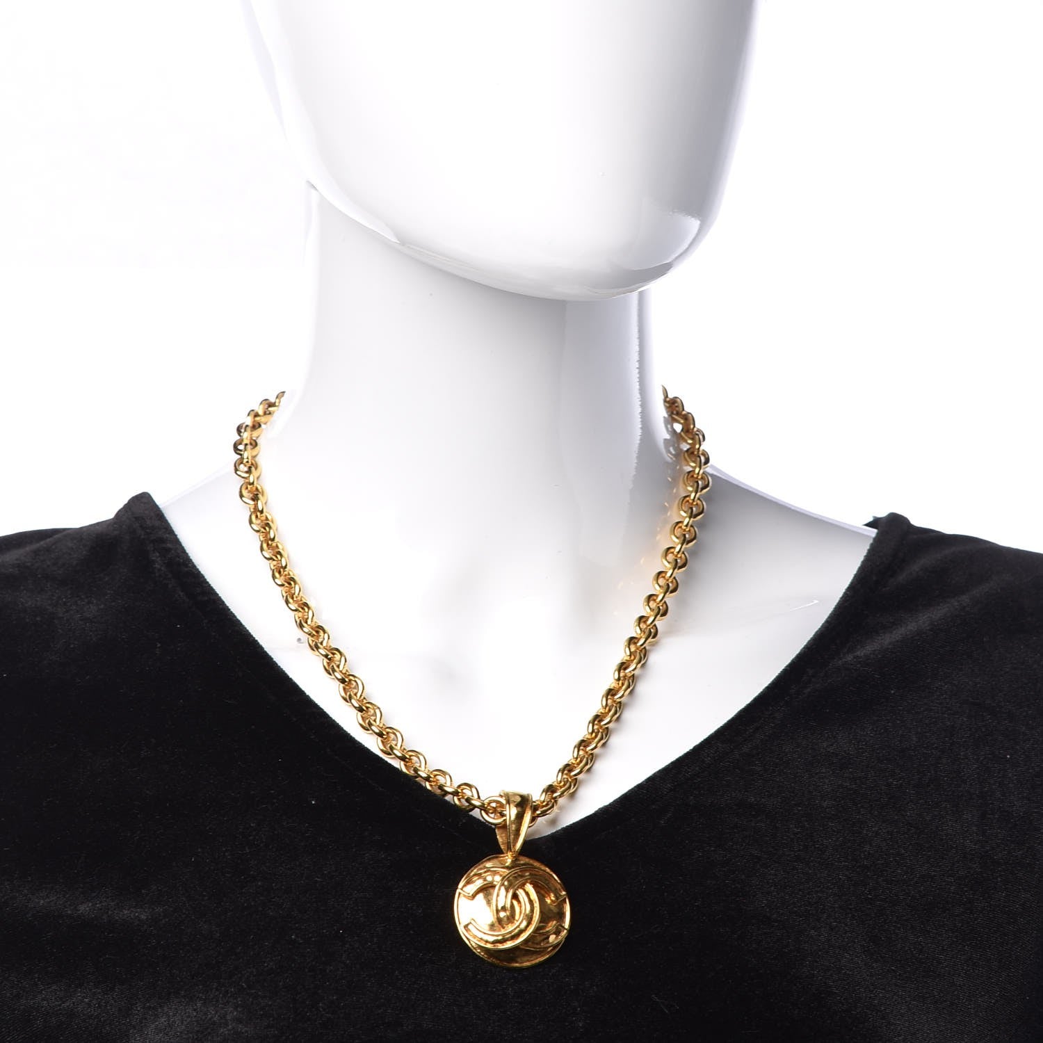 Chanel Chain CC Pendant Necklace Gold 2 of 8