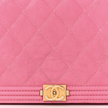 Chanel Caviar Quilted Boy Wallet On Chain WOC Pink 9 of 14