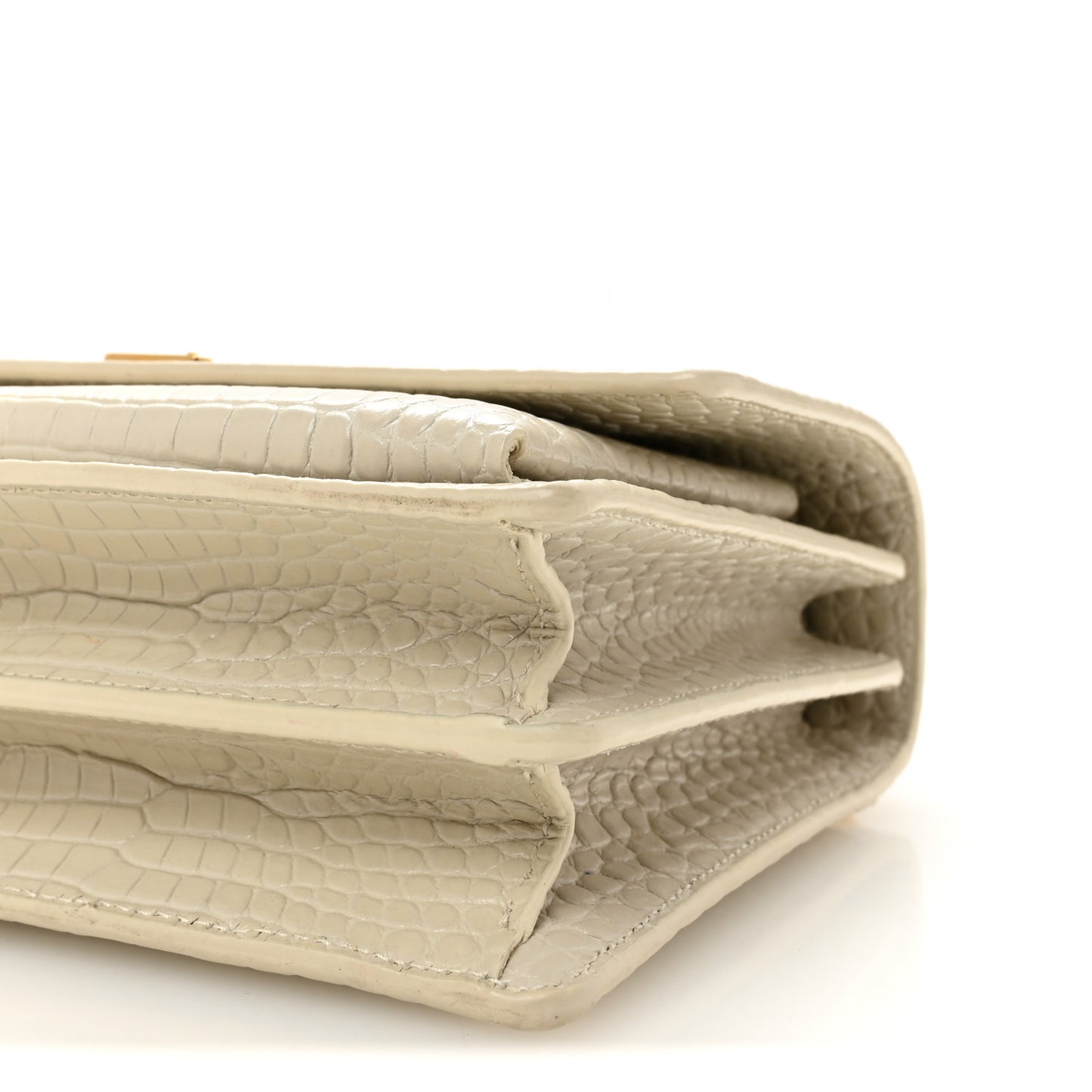 Calfskin Crocodile Embossed Medium Monogram Crema Soft