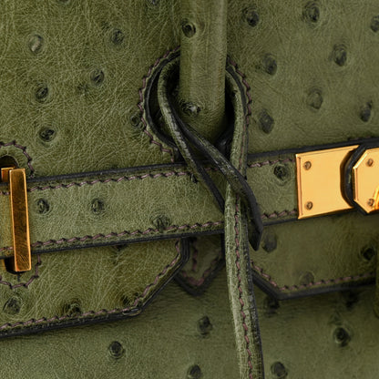 Hermes Ostrich Birkin 35 Vert Olive 14 of 23