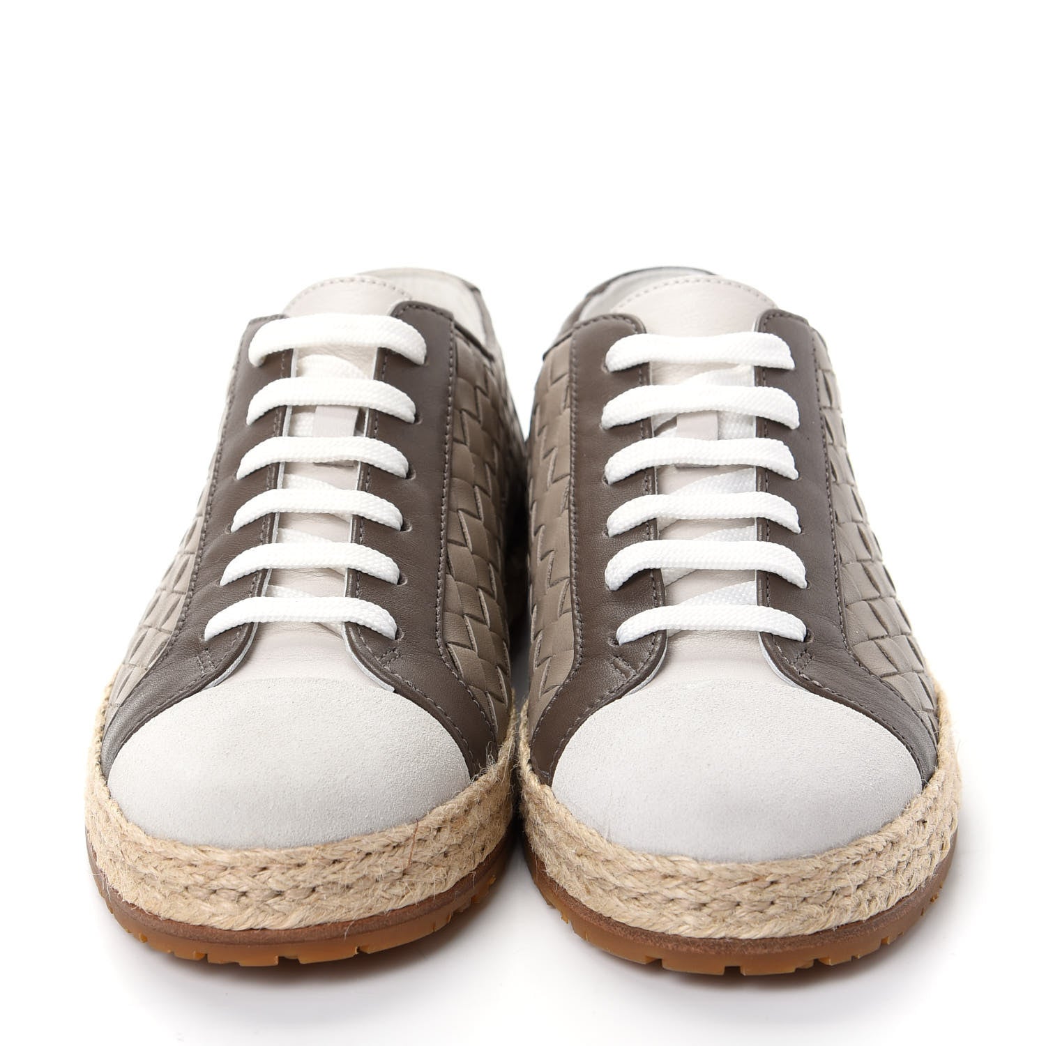 Bottega Veneta Nappa Intrecciato Espadrille Lace up Sneakers 35 Brown 2 of 11