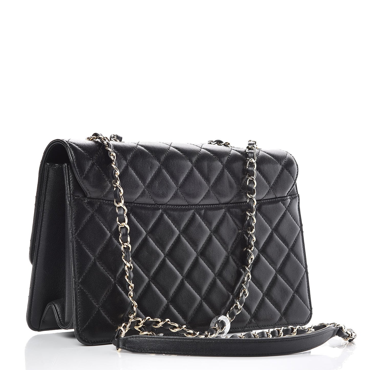 Sheepskin Quilted Large Beauty Lock Flap Black