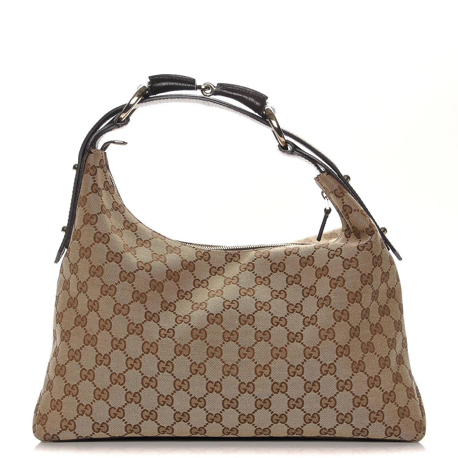 Gucci Monogram Medium Horsebit Chain Hobo Dark Brown 1 of 7