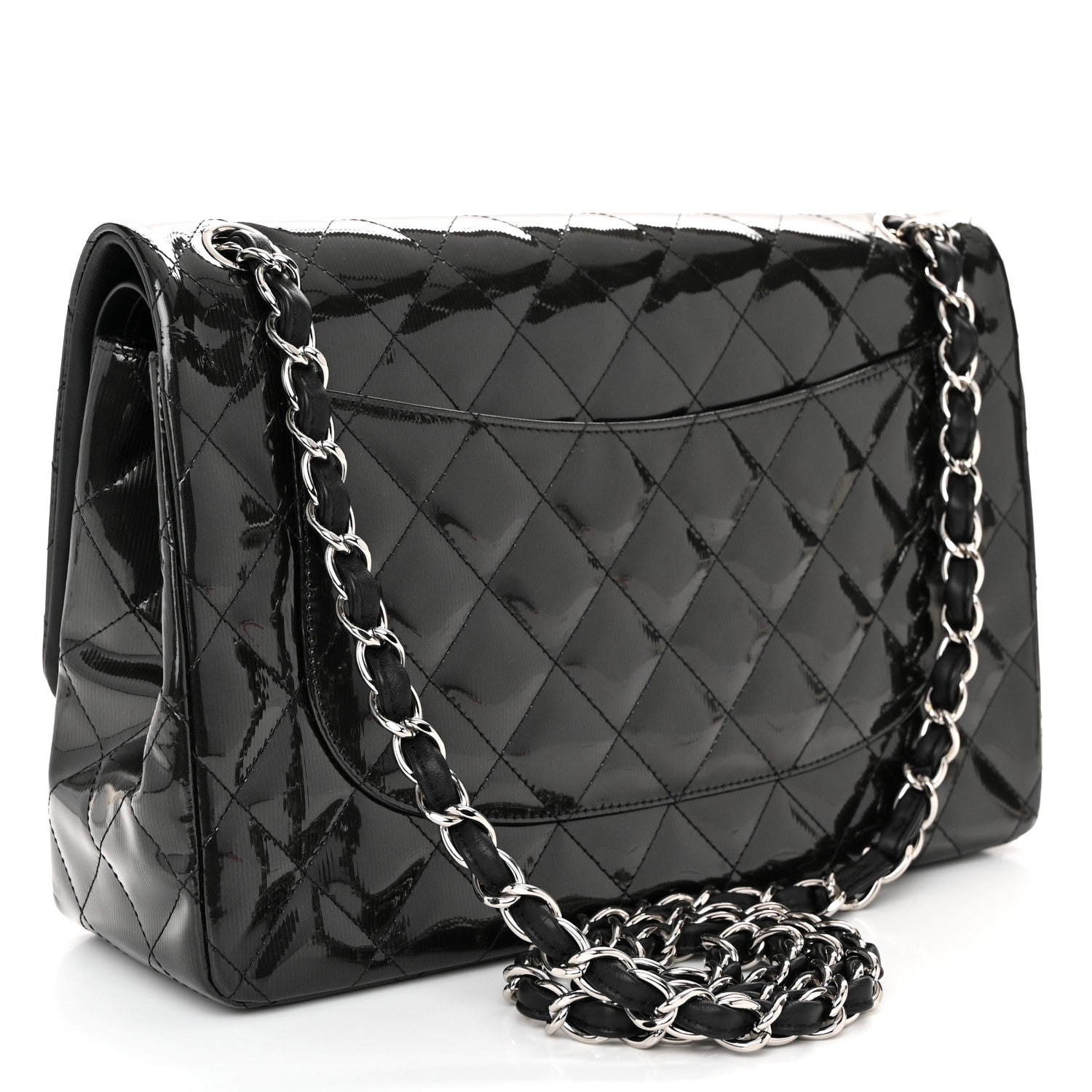 Chanel Striated Patent Quilted Jumbo Double Flap Black 3 of 10