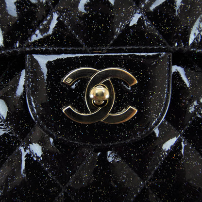 Chanel Patent Quilted Sparkle Glitter Jumbo Flap Black 5 of 9