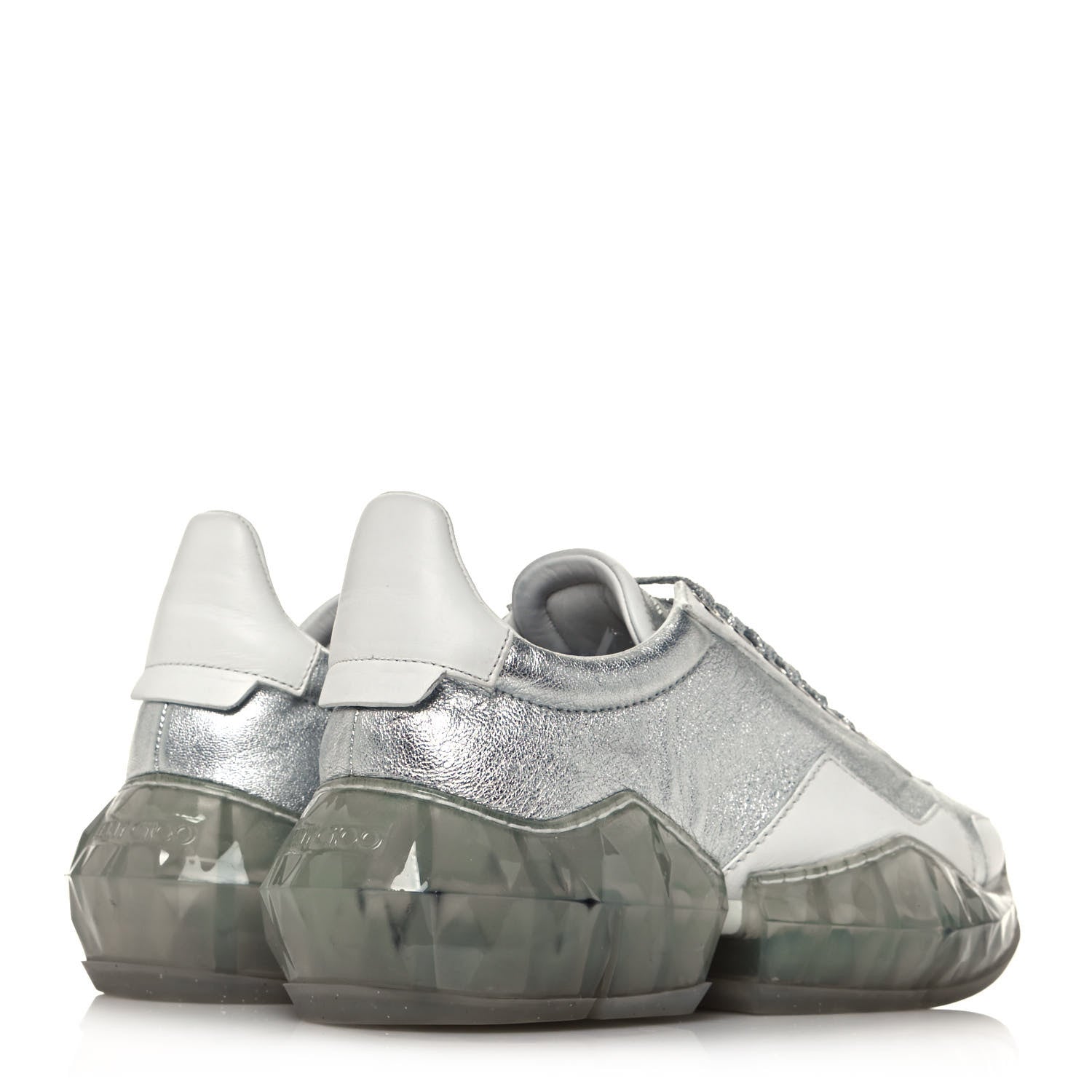 Jimmy Choo Metallic Calfskin Womens Diamond F Low Top Sneaker 36.5 White Silver 4 of 10