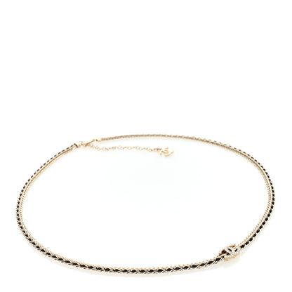 Chanel Lambskin Crystal Chain CC Fancy Belt 75 30 Gold Black 1 of 4