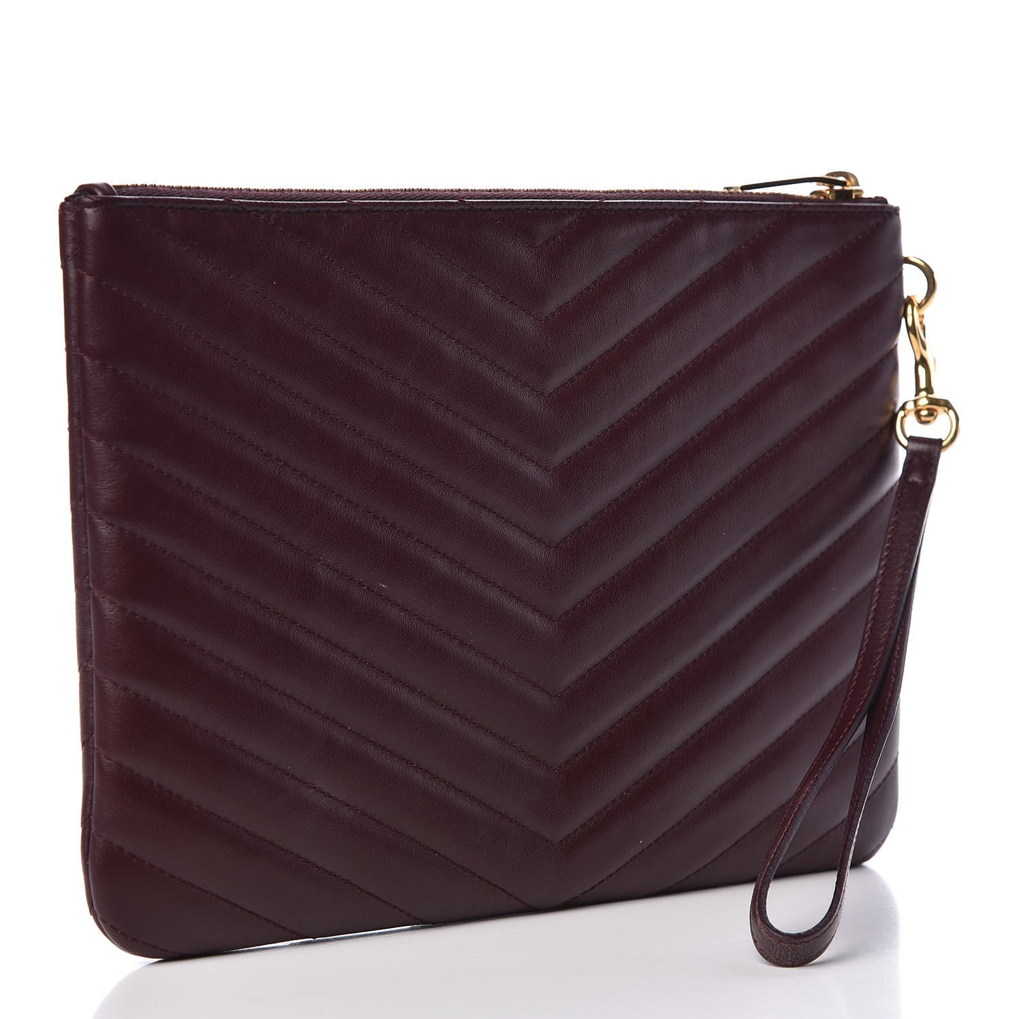 Calfskin Matelasse Chevron Monogram A5 Wristlet Bordeaux
