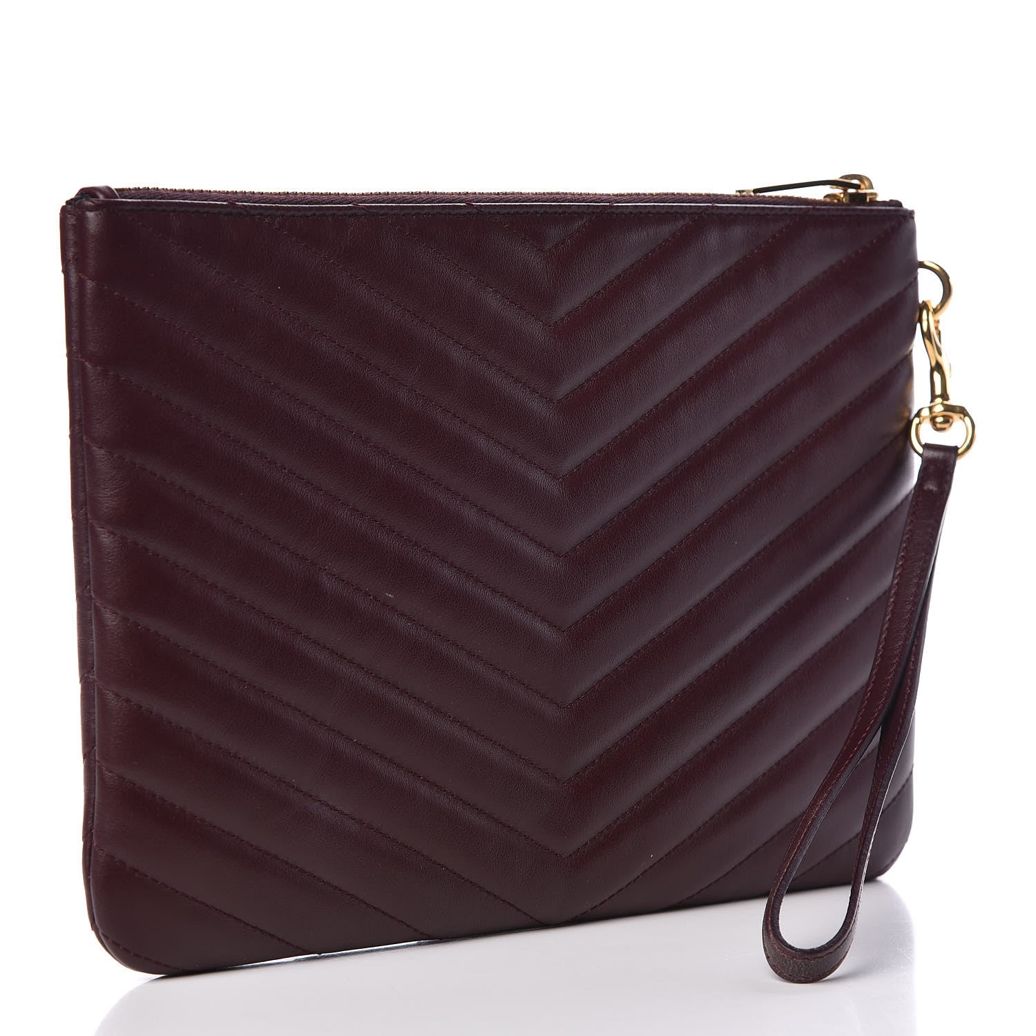 Saint Laurent Calfskin Matelasse Chevron Monogram A5 Wristlet Bordeaux 3 of 10