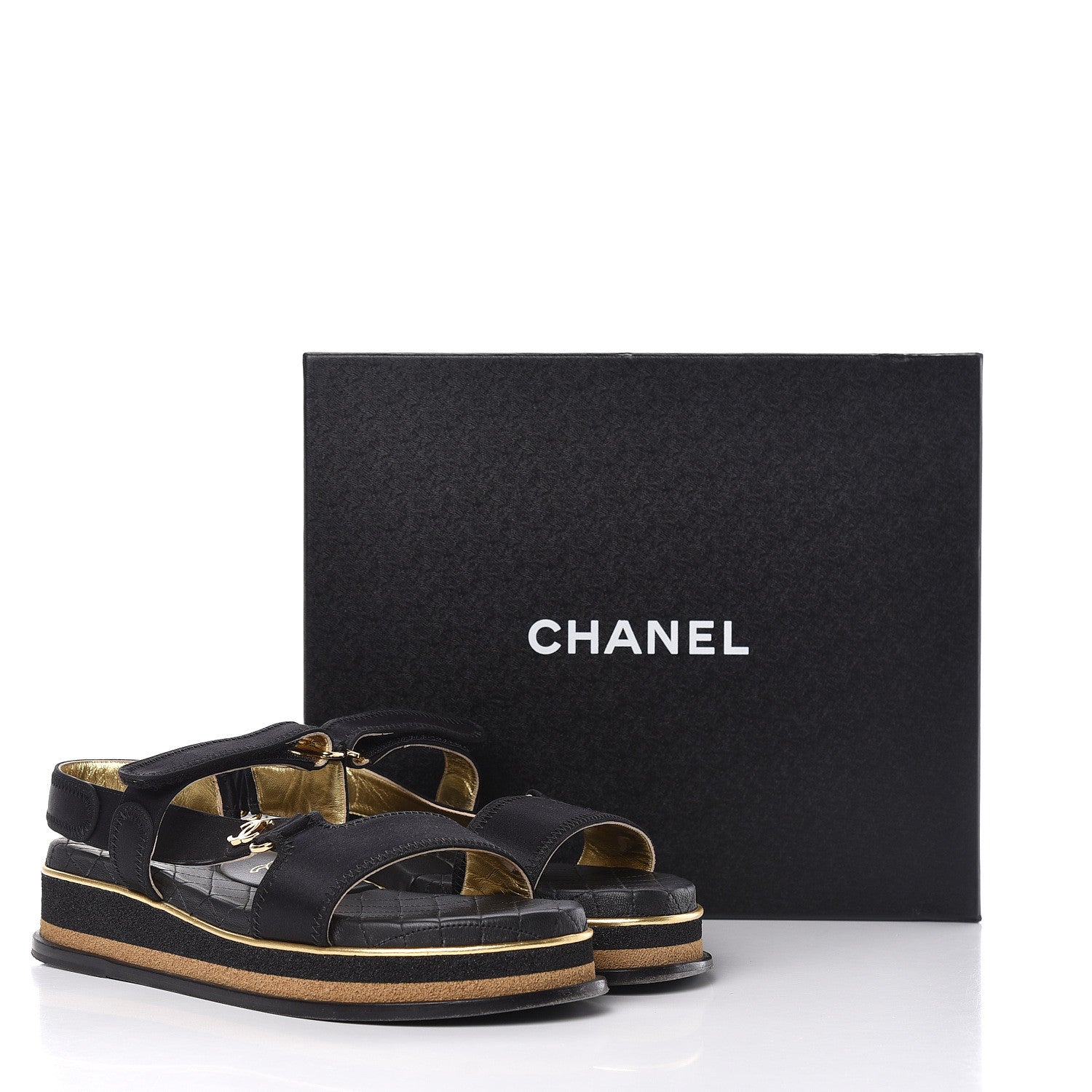 Chanel Satin CC Flat Sandals 41 Black Gold 12 of 12