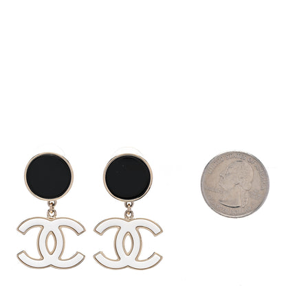 Chanel Enamel CC Drop Earrings Black White 2 of 5