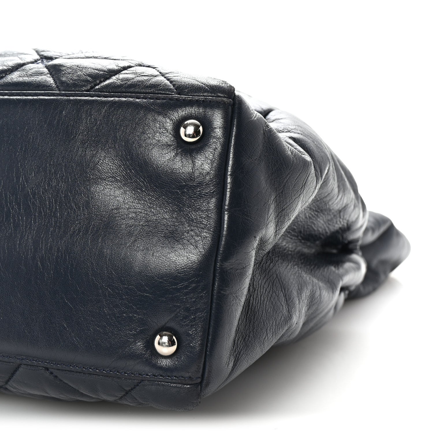 Chanel Lambskin Quilted Hidden Chain Tote Navy 9 of 9