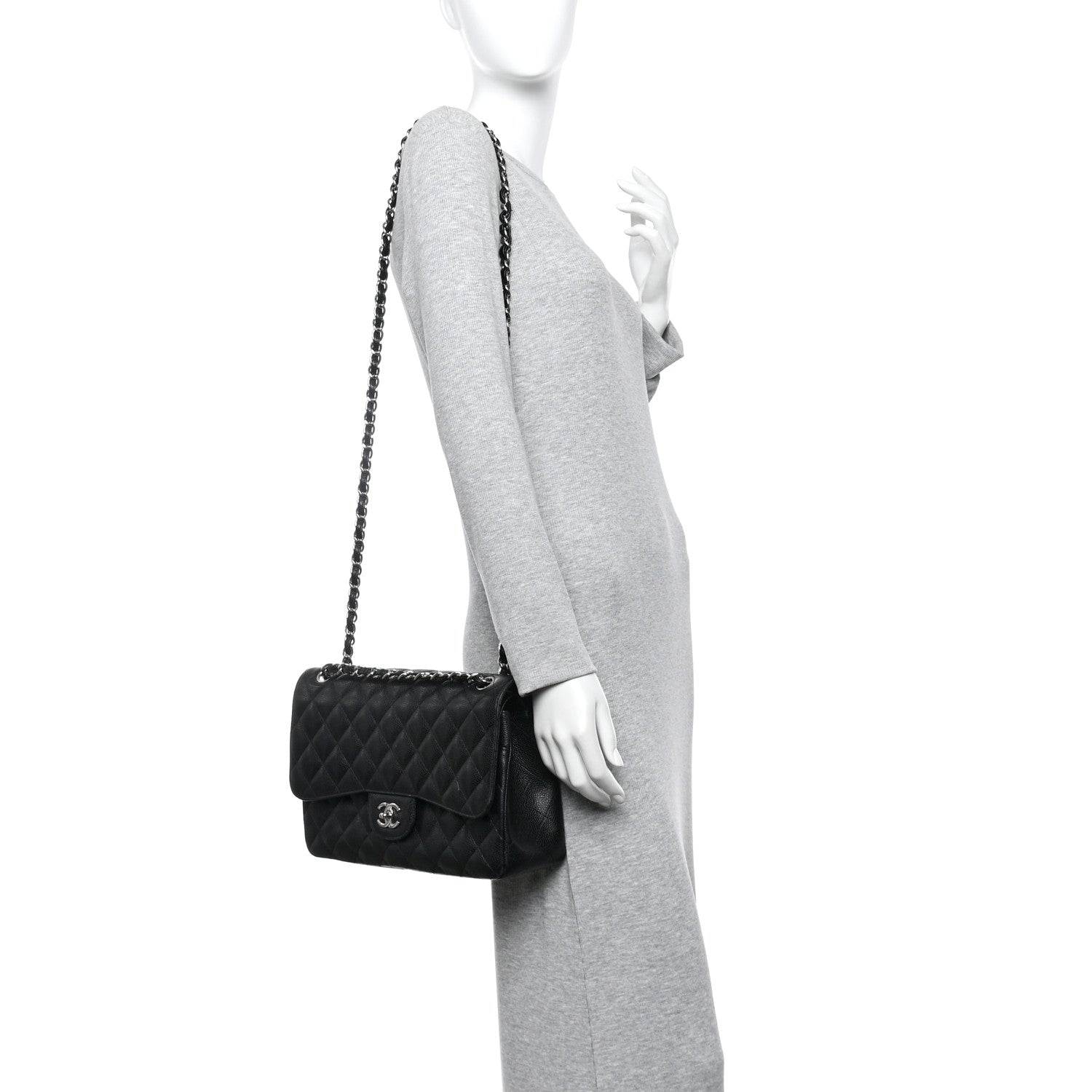 Chanel Caviar Quilted Jumbo Double Flap Black 2 of 10