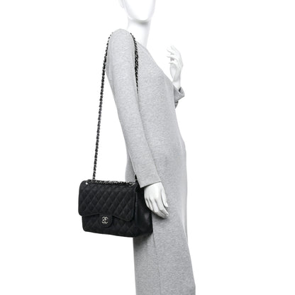 Chanel Caviar Quilted Jumbo Double Flap Black 2 of 10