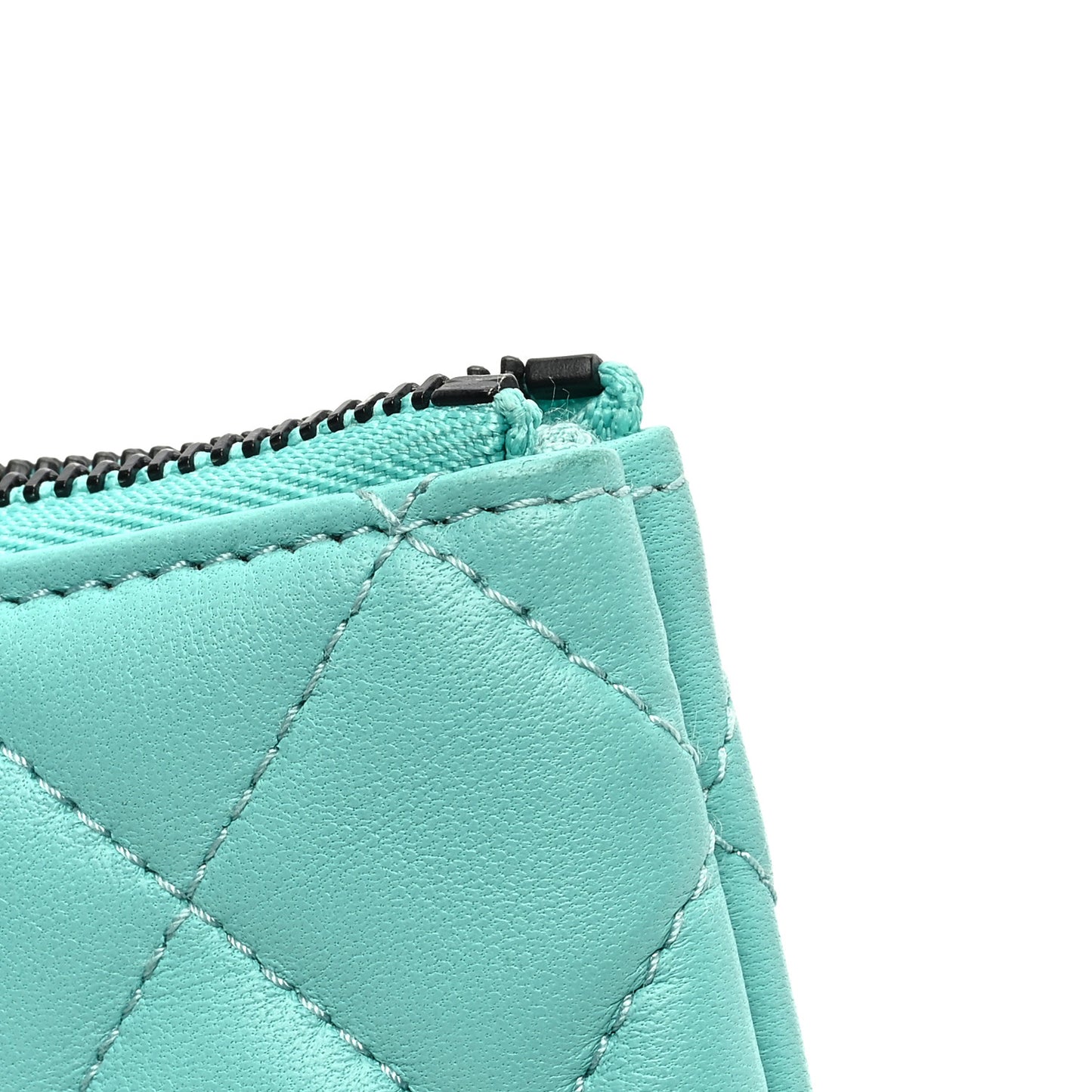 Lambskin Quilted Small Cosmetic Case Turquoise