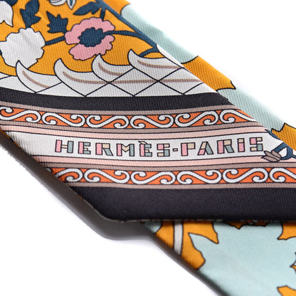 Hermes Silk Tapis Persans Twilly Jaune Aqua Rose Poudre 5 of 5