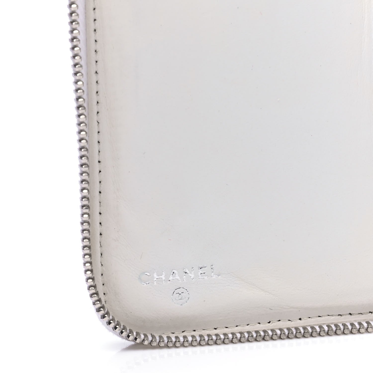 Chanel Lambskin Camellia Embossed Zip Around Organizer Wallet Off White 4 of 7