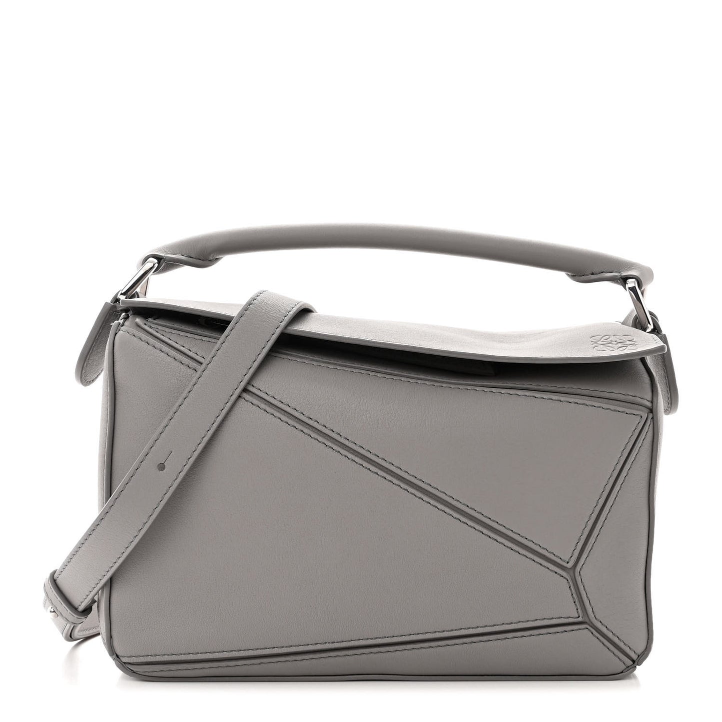 Soft Grained Calfskin Small Puzzle Bag Pearl Grey