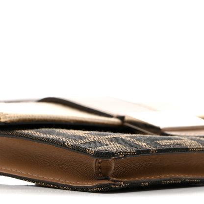 Fendi Fabric Jacquard Canvas Vitello Grace Pequin FF 1974 Baguette Belt Pouch Tobacco Moro Grezzo Sand 9 of 14