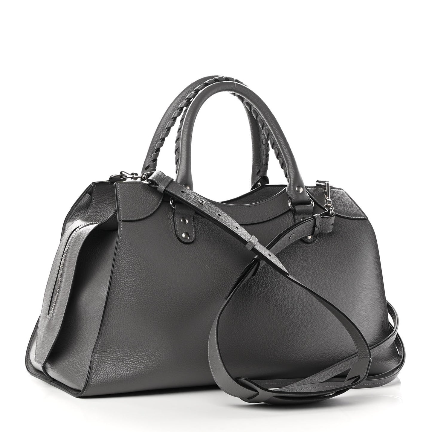 Grained Calfskin Neo Classic Silver Hardware Medium City Dark Grey