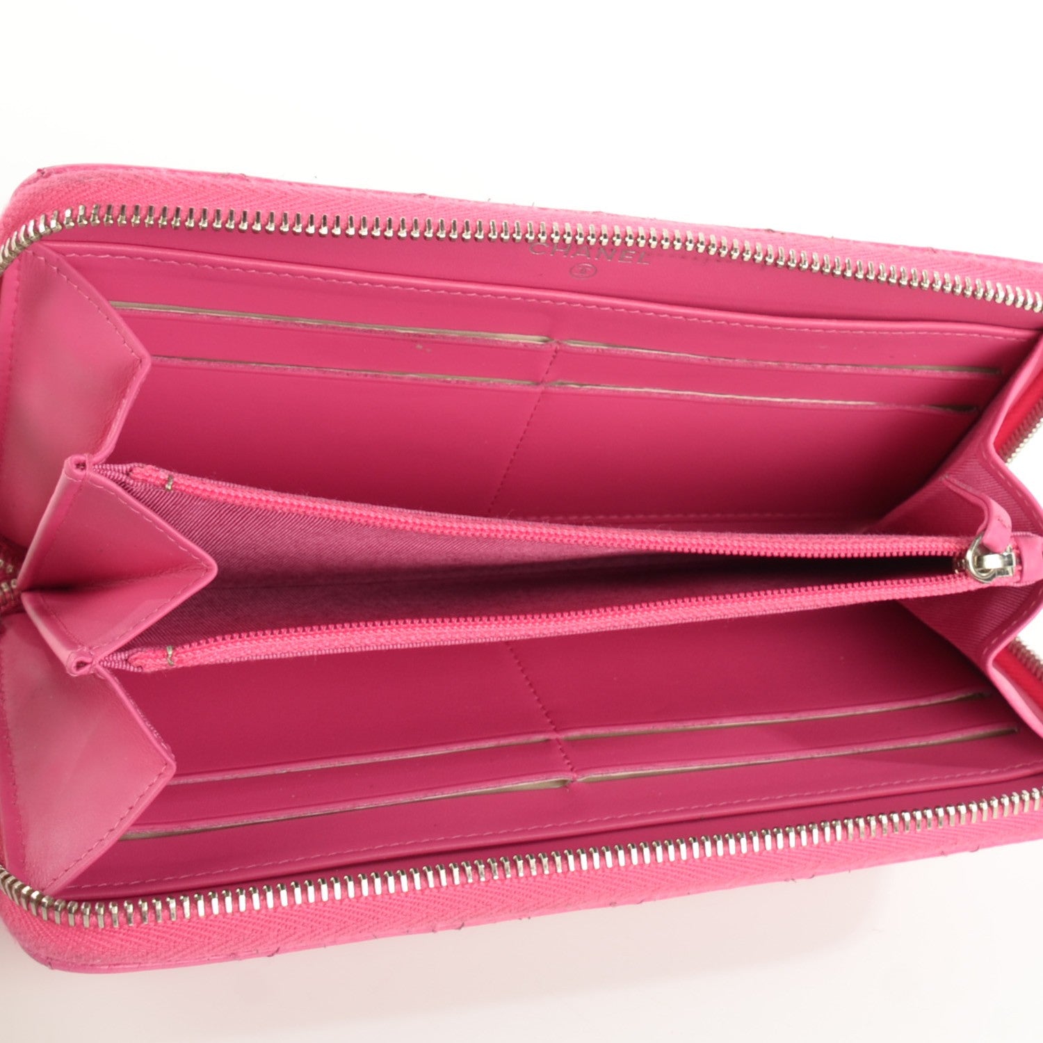 Chanel Caviar Quilted Large Gusset Zip Around Wallet Pink 5 of 8
