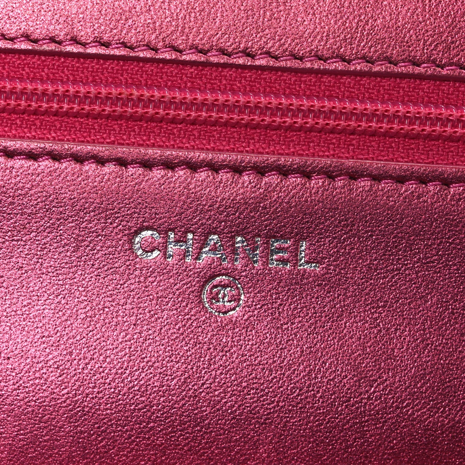 Chanel Metallic Patent Calfskin Quilted Boy Wallet On Chain WOC Fuchsia 6 of 13