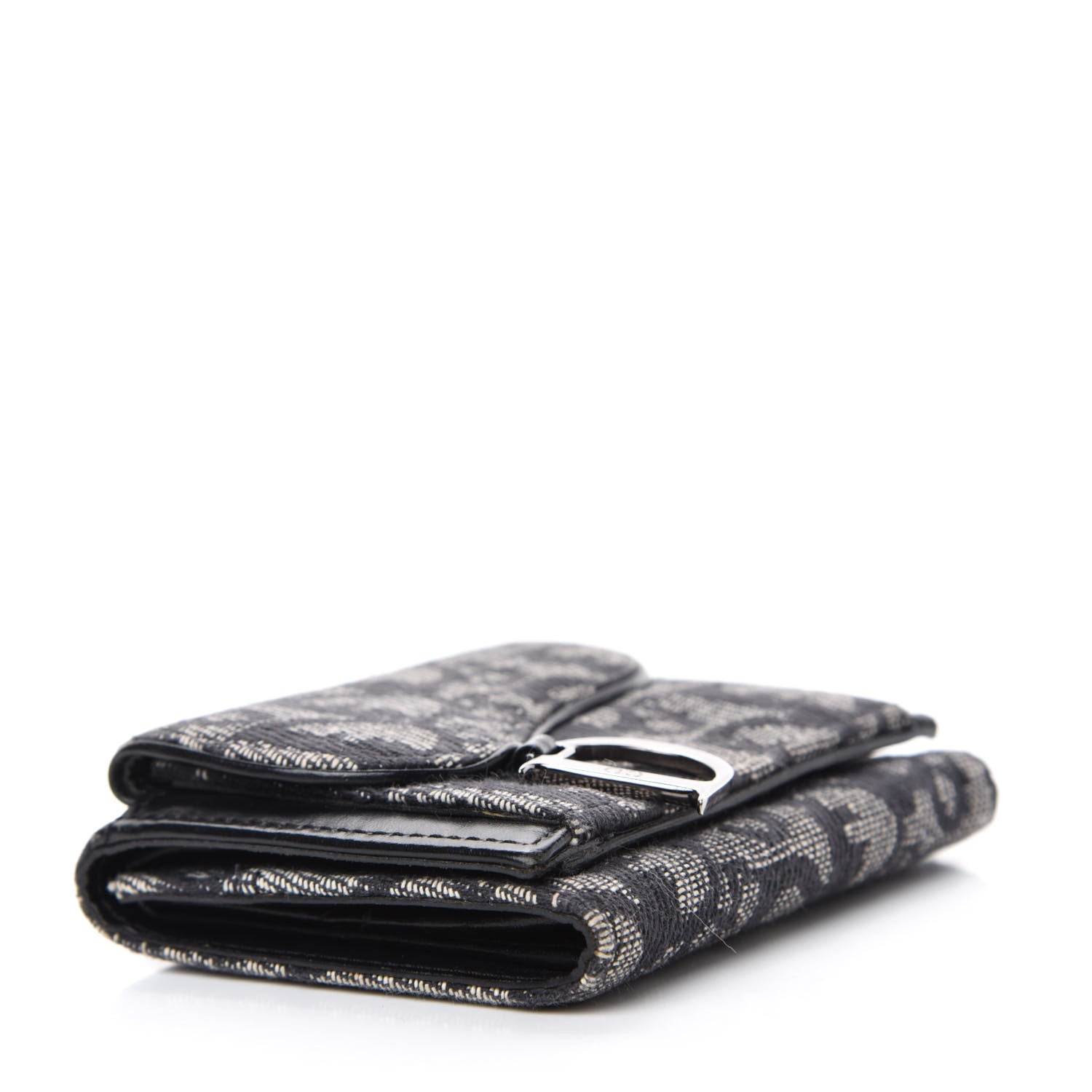 Christian Dior Monogram Compact Saddle Wallet Black 4 of 6