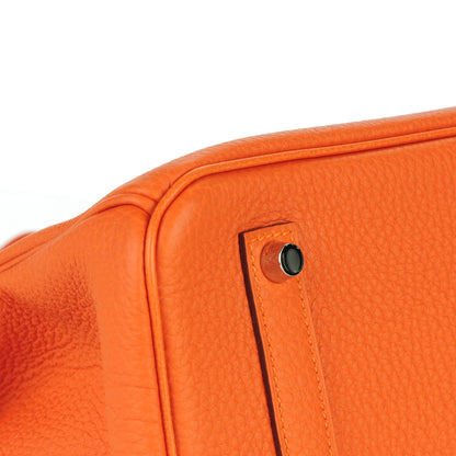 Hermes Togo Horseshoe Birkin 35 Orange Rouge Casaque 8 of 27