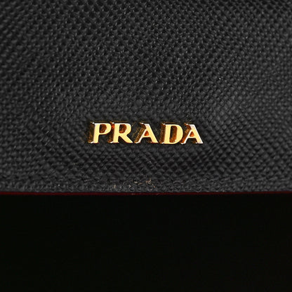 Prada Saffiano Cuir Medium Double Bag Black Fuoco 6 of 9