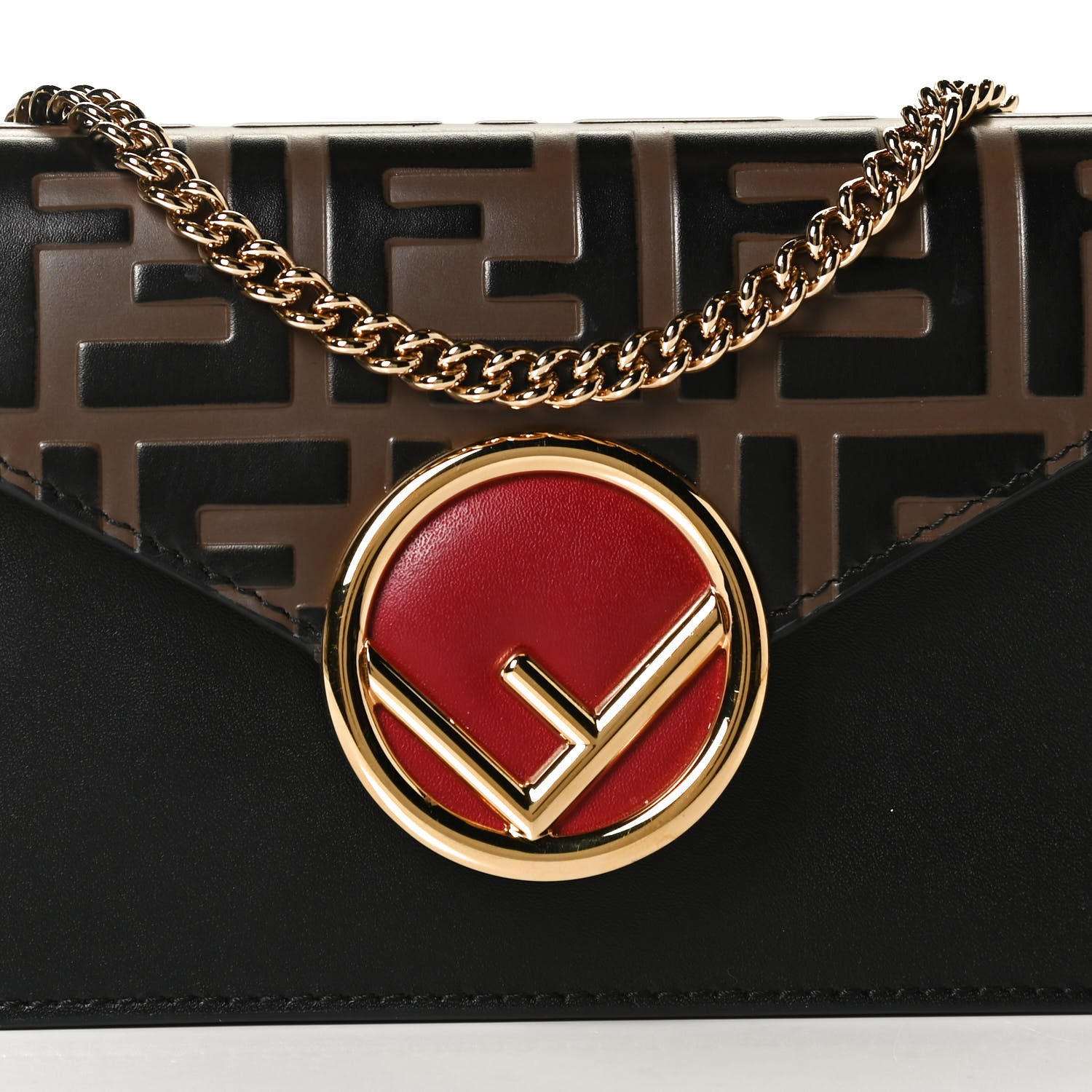 Fendi Vitello Liberty F is Fendi Bi-Color FF 1974 Embossed Envelope Belt Bag Maya Black 8 of 12