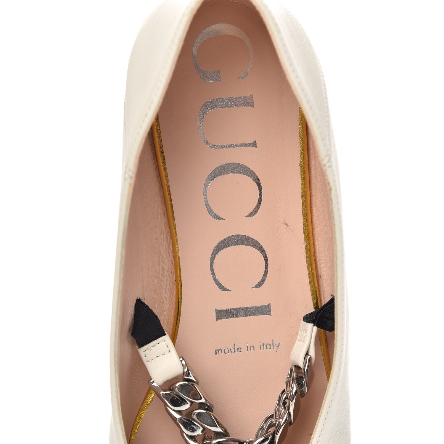 Gucci Nappa Lumiere Deva Horsebit Chain Embellished Flats 36.5 Dusty White 7 of 11