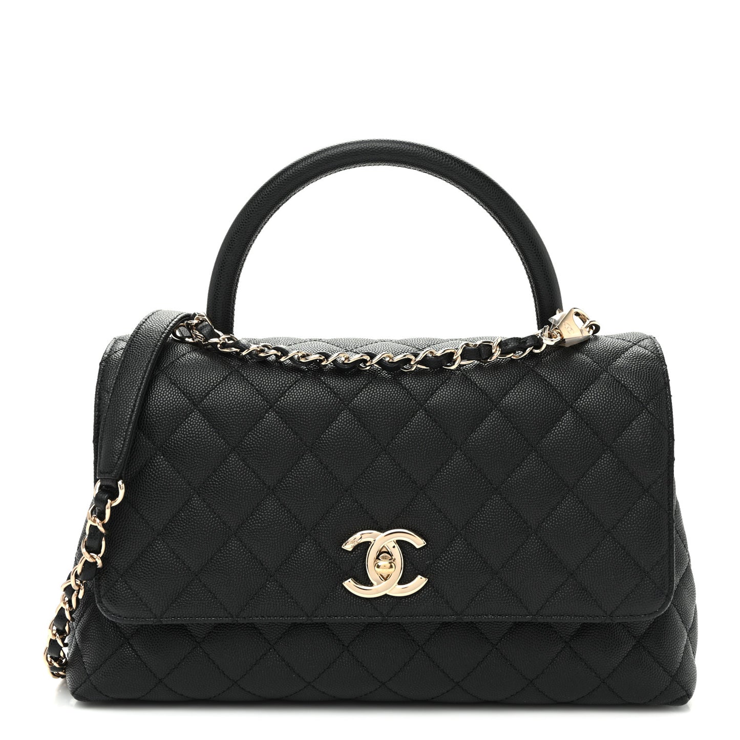 Caviar Quilted Small Coco Handle Flap Black