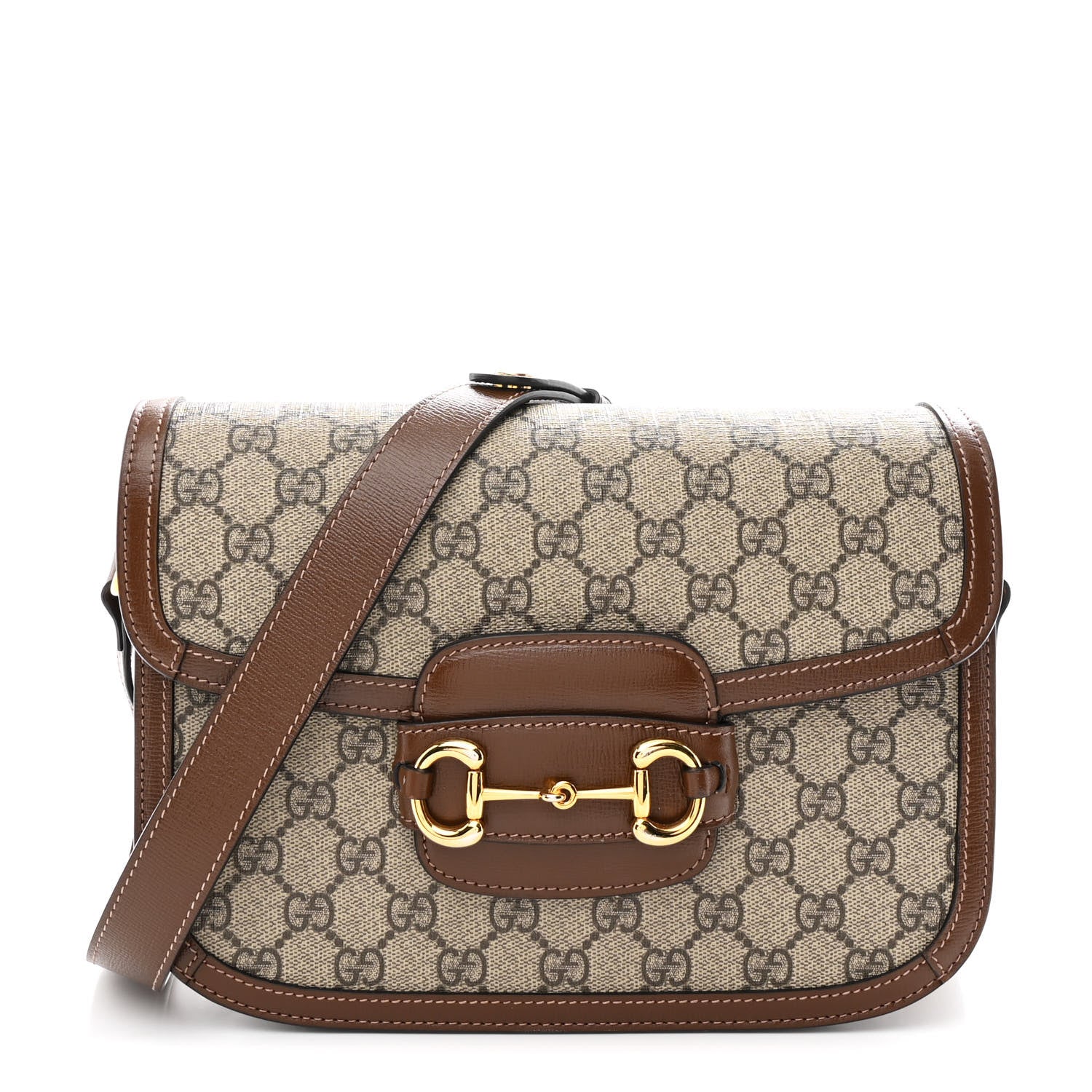 Gucci GG Supreme Monogram Horsebit 1955 Shoulder Bag Beige Brown Sugar 1 of 10