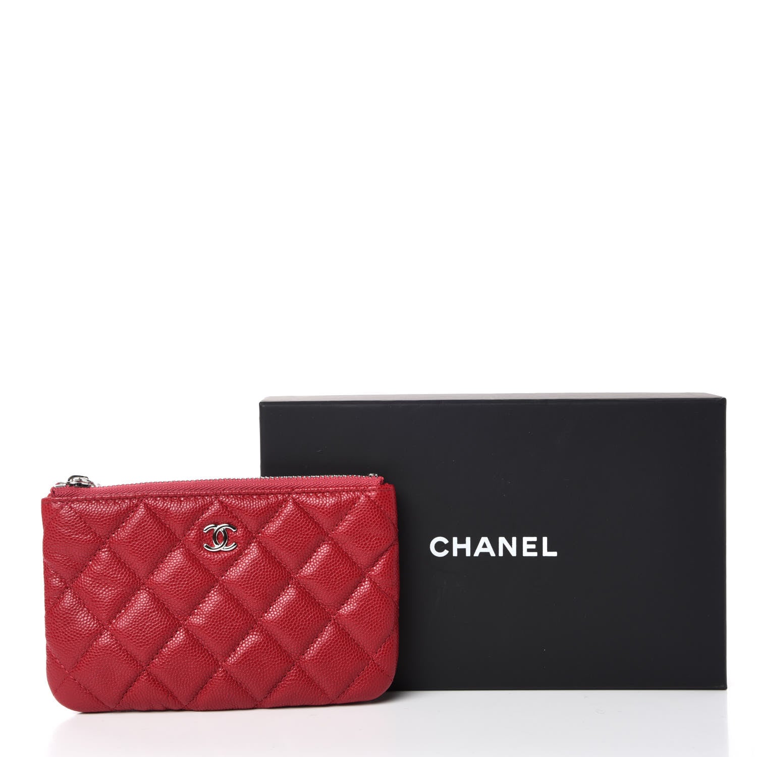 Chanel Caviar Quilted Small Cosmetic Case Dark Red 10 of 10