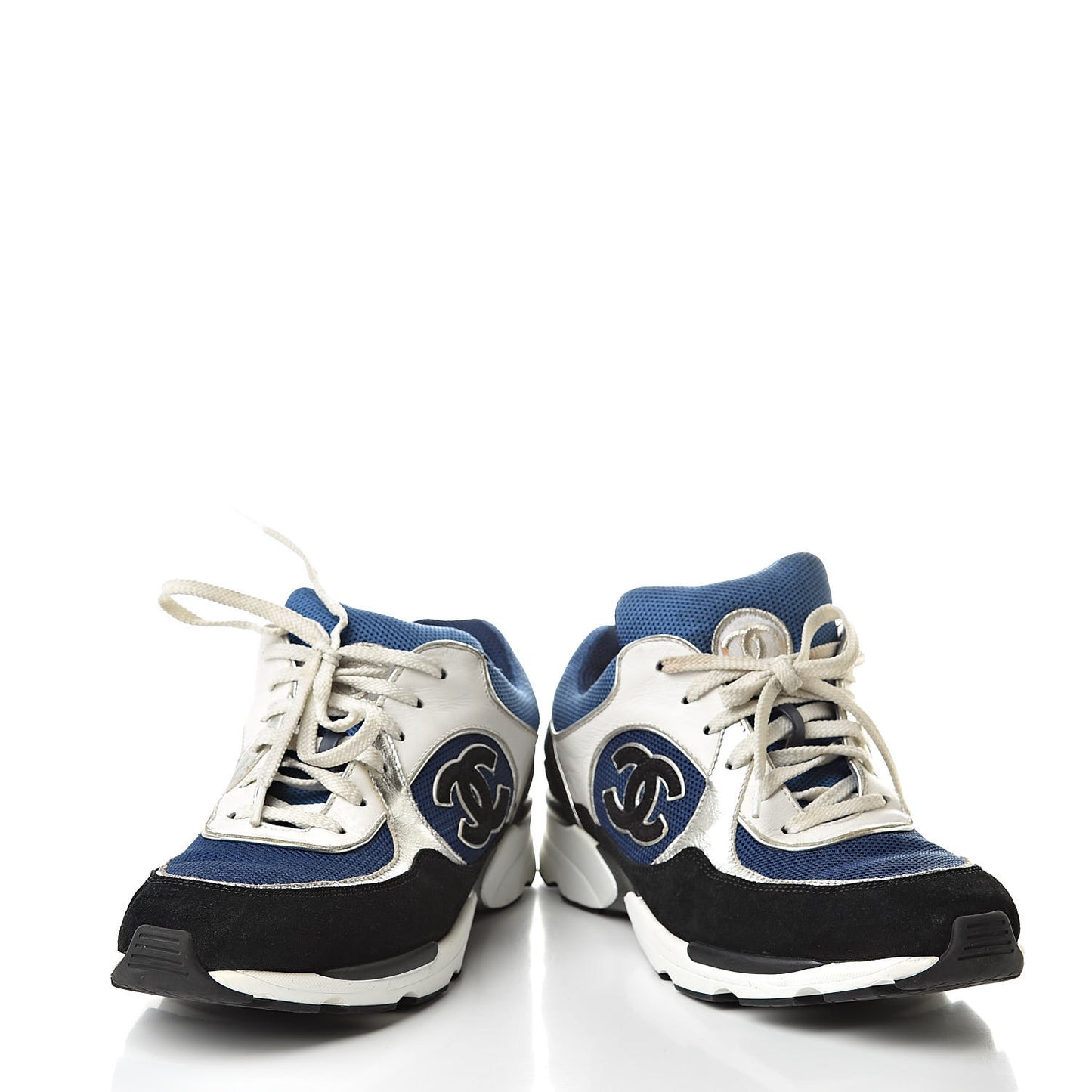 Suede Calfskin CC Sneakers 40 Blue Black