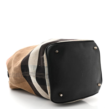 Burberry Canvas Mega Check Medium Ashby Hobo Black 5 of 22