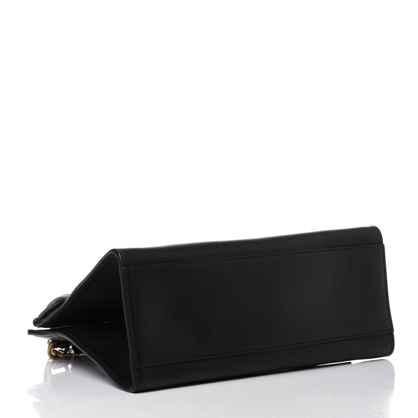 Grained Calfskin Web Crystal Butterfly Stripe Medium Totem Top Handle Bag Black