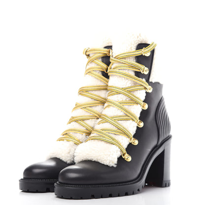 Christian Louboutin Calfskin Shearling Yetita 70 Hiker Booties 39.5 Black 3 of 10