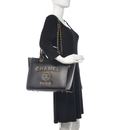 Chanel Caviar Small Studded Deauville Tote Black 2 of 10