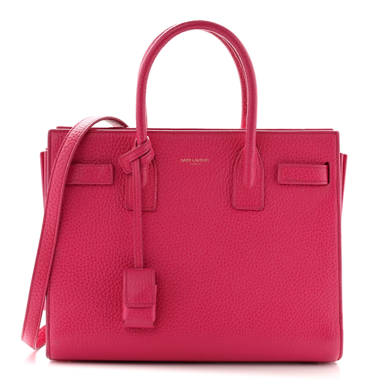 Saint Laurent Grained Calfskin Baby Sac De Jour Lipstick Fuchsia 1 of 14
