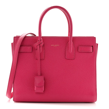 Saint Laurent Grained Calfskin Baby Sac De Jour Lipstick Fuchsia 1 of 14