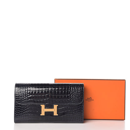 Hermes Shiny Alligator Constance Long Wallet Bleu Marine 8 of 8