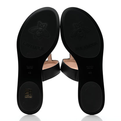 Gucci Calfskin GG Marmont Thong Sandals 42 Black 5 of 7