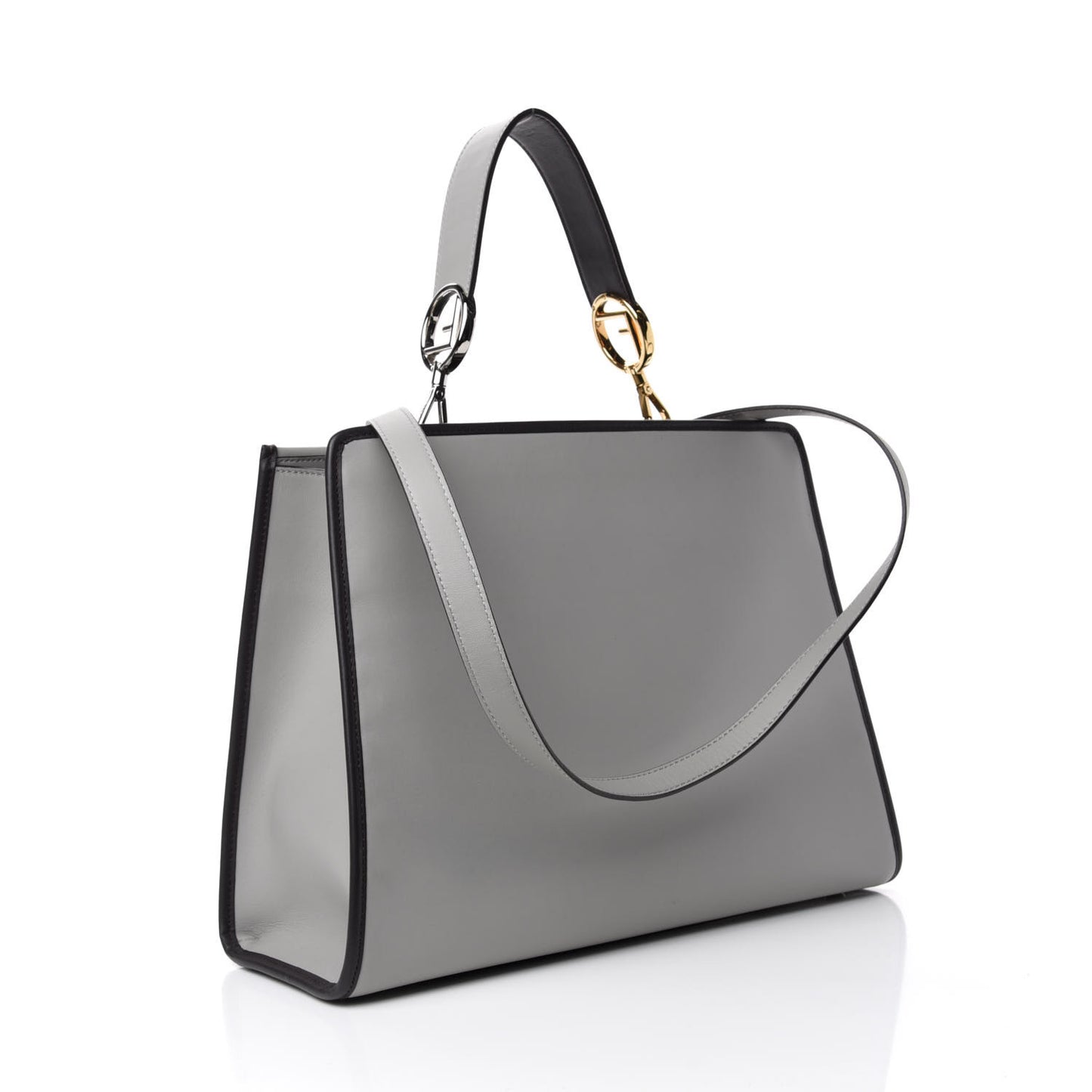 Vitello Century Opaco F is Fendi Bi-Color Regular Runaway Satchel Ghiaccio Ebano